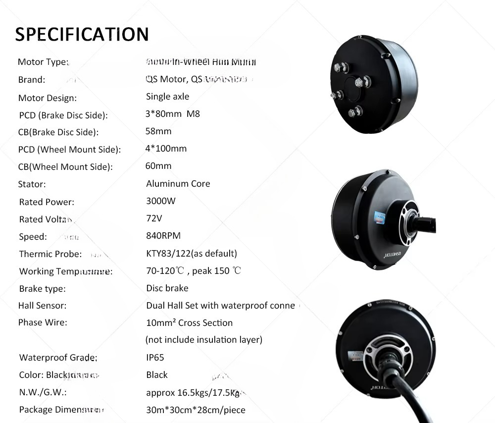 QSMOTOR 205 3000W V3 Fırçasız  - Electric Motorcycle Conversion Kit 72V incelemesi ve fiyatı